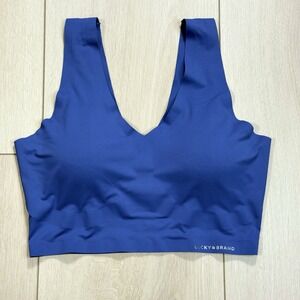 Lucky Brand Women's M Seamless Bra Blue Wireless Stretch Comfort Lounge Sports‎